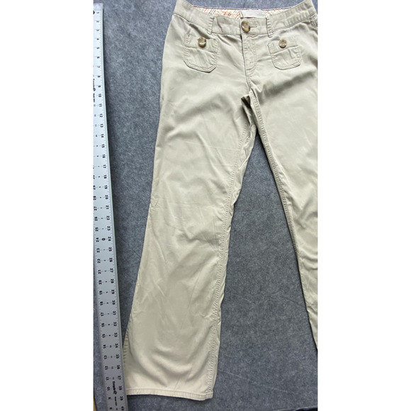Old Navy Pants Womens Size 2 Beige Ultra Low Rise Wide Leg Casual Chino Y2K - Picture 4 of 16